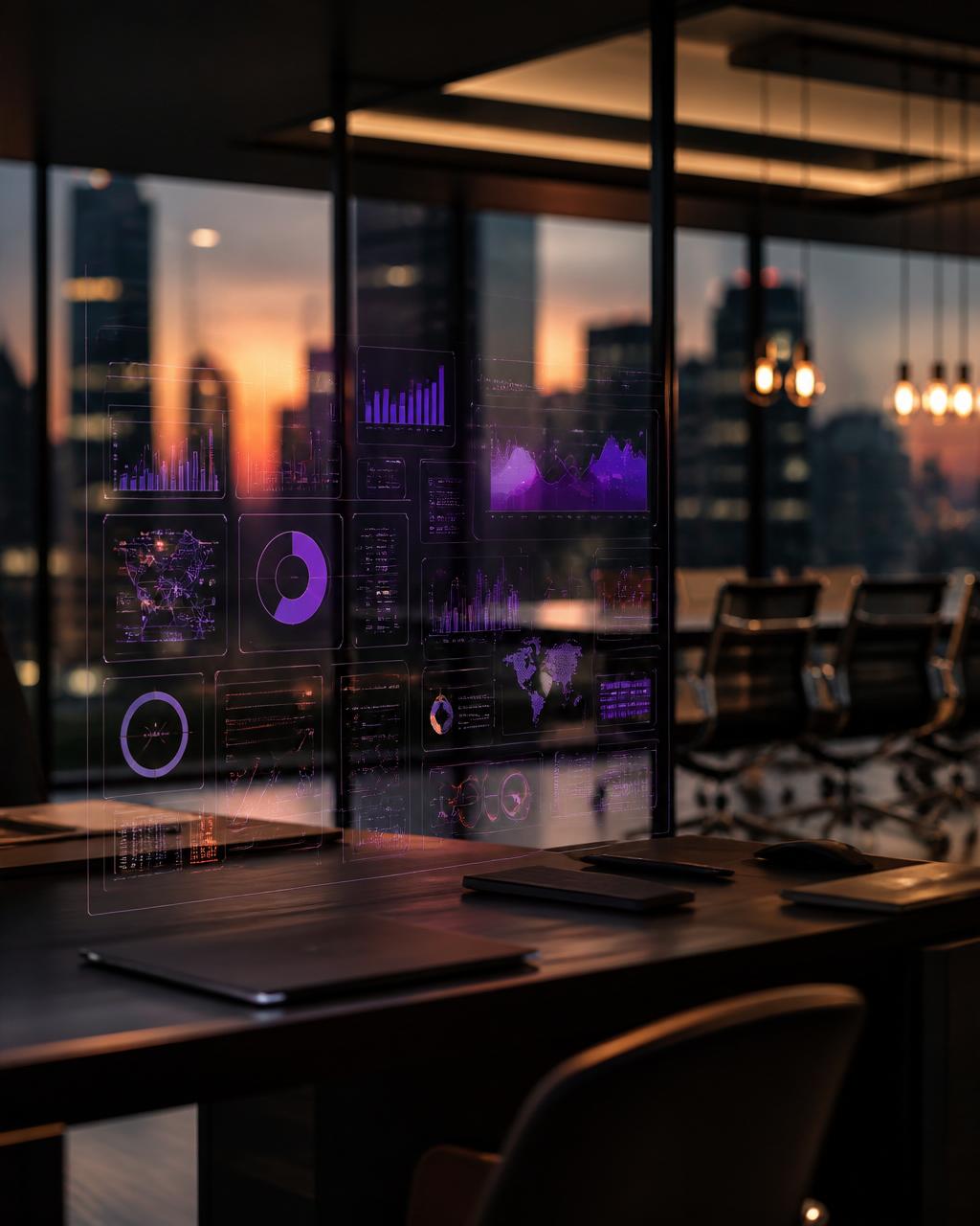 Enterprise operations dashboard in a modern corporate setting